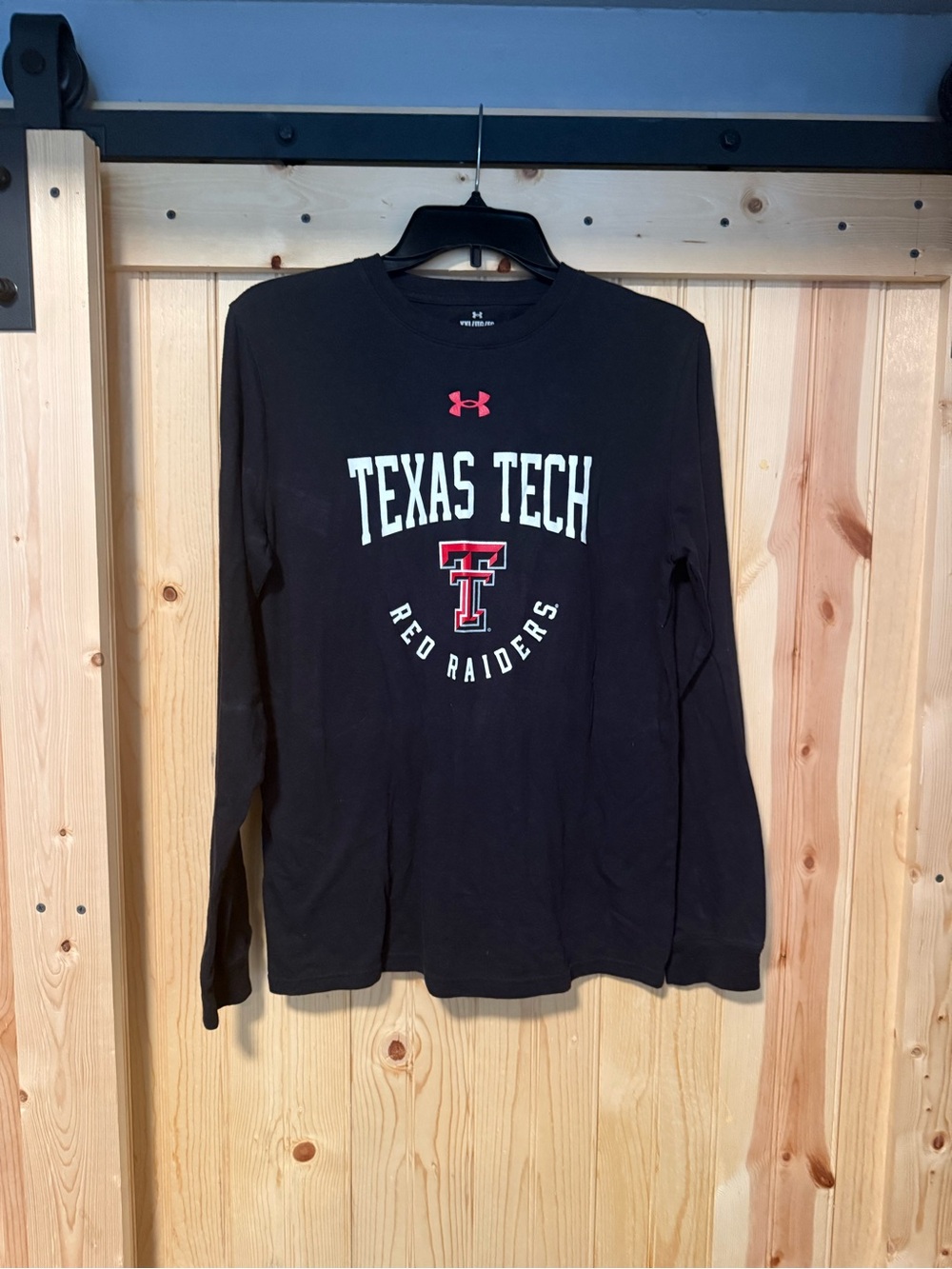 Under Armour Black Long Sleeve with Red & White Texas Tech Logo